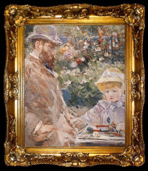 framed  Berthe Morisot Detail of Manet and his daughter, ta009-2